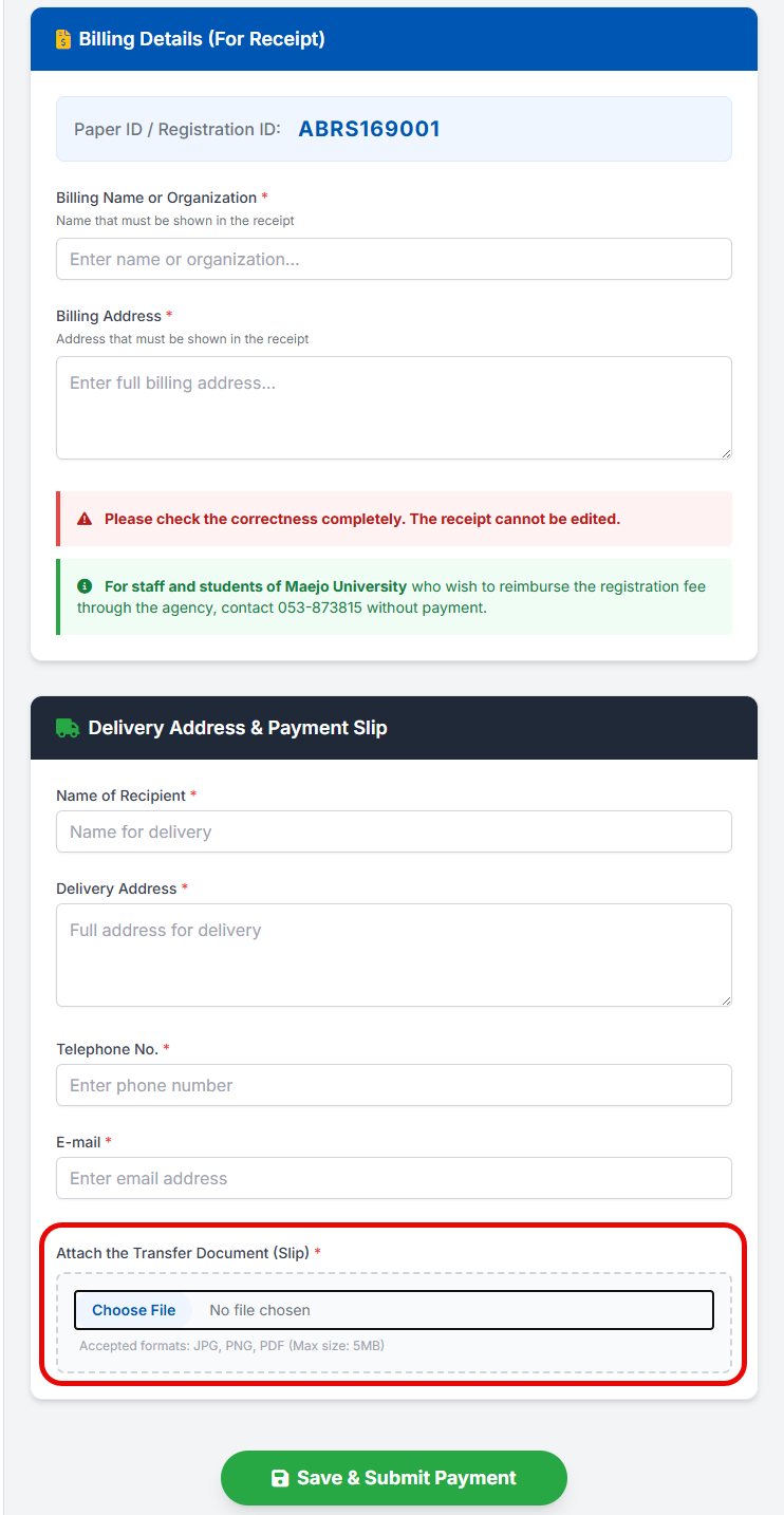 Fill Information and Upload Slip